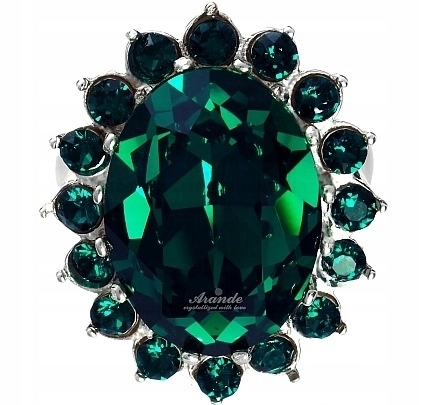 Krásný krystalový prstýnek Royal Emerald Stříbro