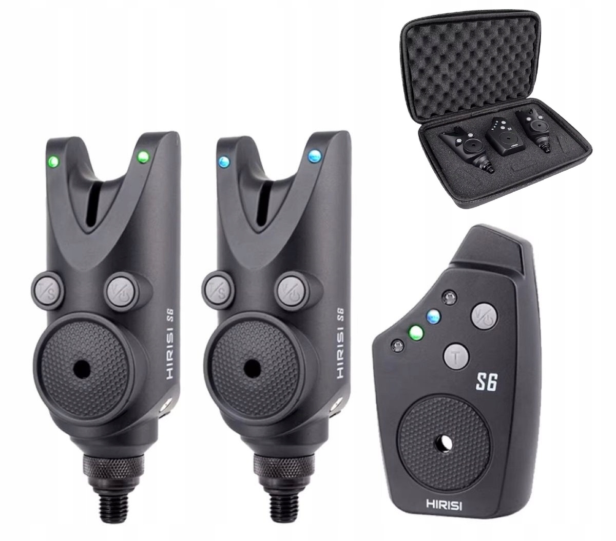 Sygnalizatory Brań Wędkarskich Profesjonalny Zestaw 2+1 Hirisi S6 Etui