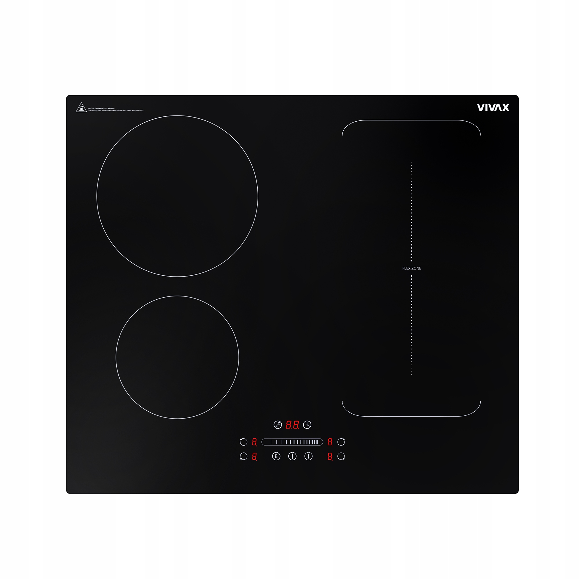Płyta indukcyjna do zabudowy 60cm Vivax BH-04MFZIN BOOST TIMER Strefa FLEX Wykonanie płyty szkło ceramiczne