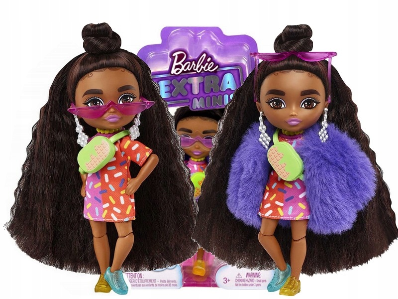 

Lalka Barbie Extra Minis lalka w fioletowym futrze