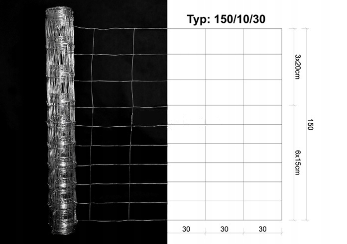 

Siatka Ogrodzeniowa Leśna 150/10/30 L 100 mb