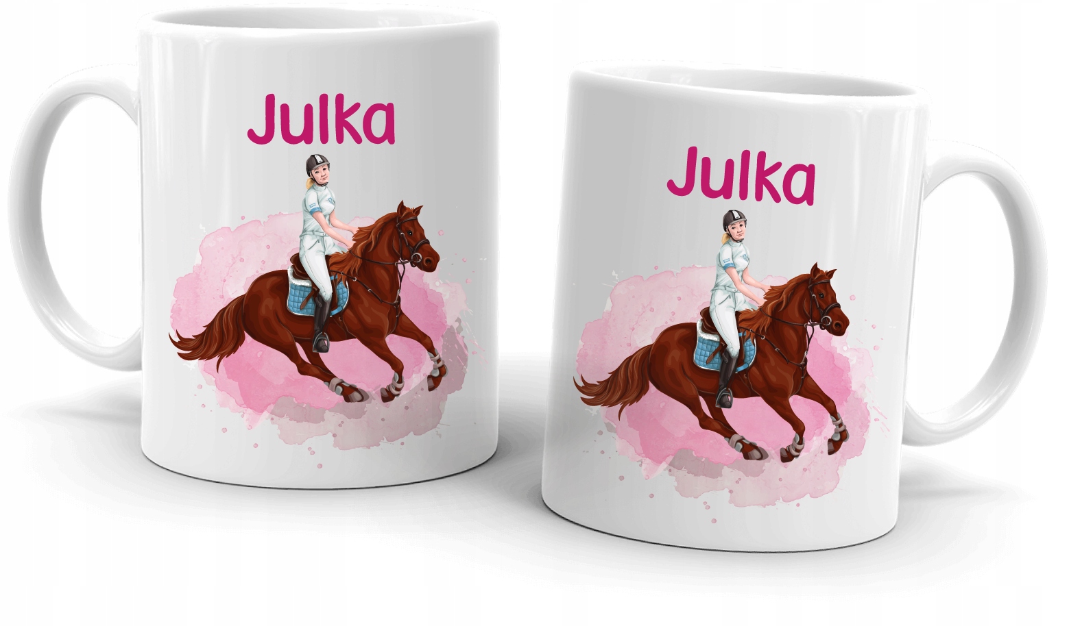 Poduszka + Kubek z koniem jeździectwo + dowolne IMIĘ Pojemność 330 ml