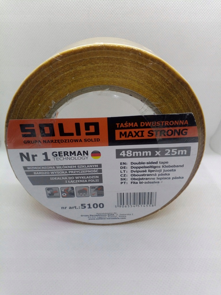 

Solid taśma dwustronna Maxi Strong 48mm x 25m
