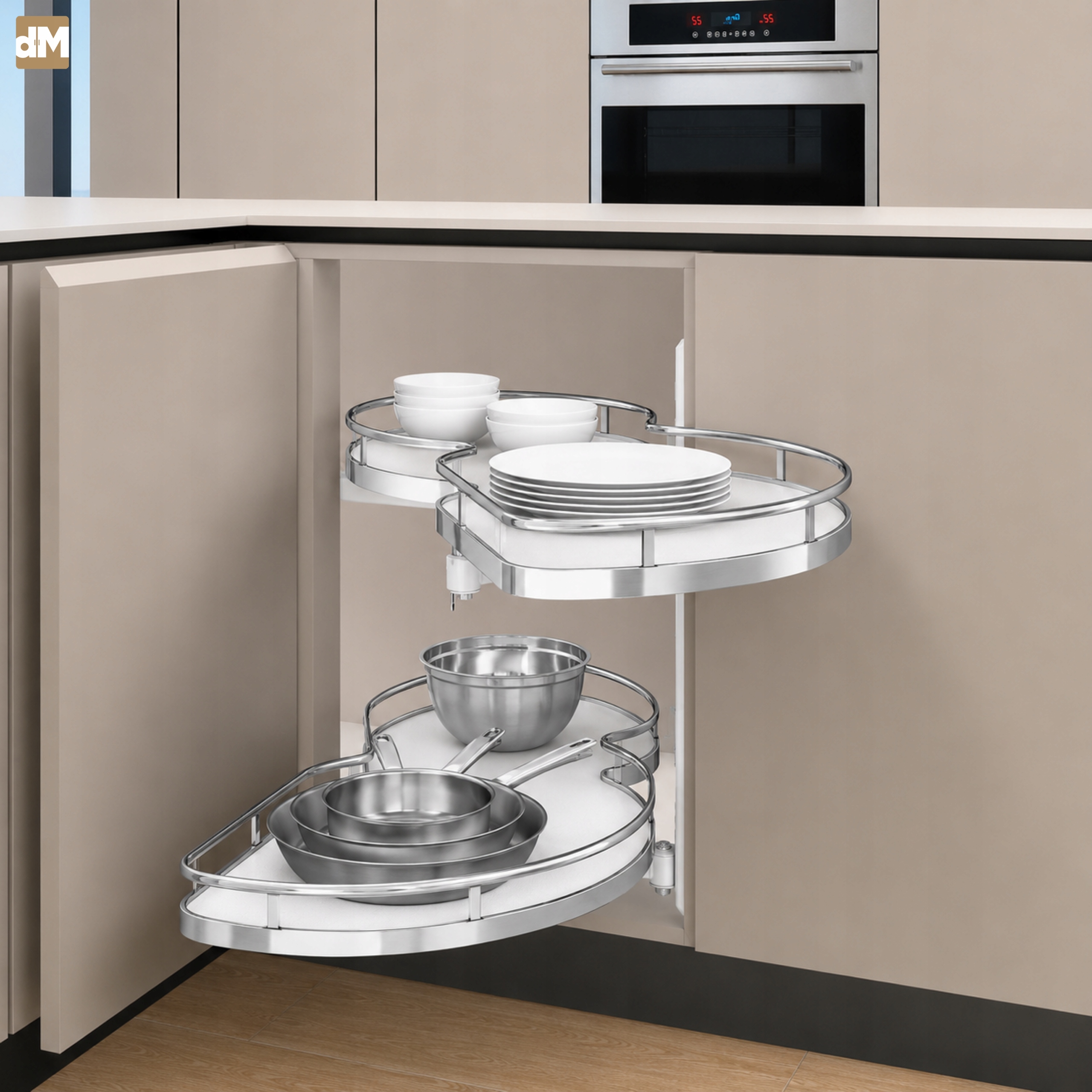 Kosz narożny biały nerka do szafki kuchennej 900 mm front 450 mm prawy