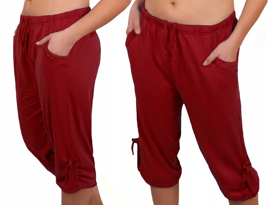 

Spodnie dam. Rybaczki spodenki 028 duże 4XL bordo