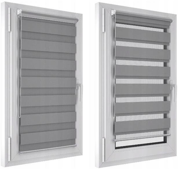 

roleta dzień noc szara okno z wentylacją 90x220