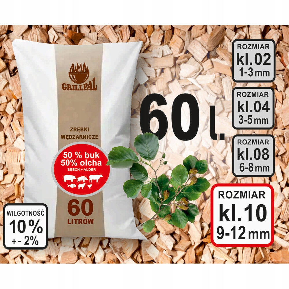 Zrębki wędzarnicze OLCHA-BUK KL-10/60L GRILLPAL