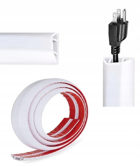 Pružný káblový kanál 38 mm x 8 m, gumová krytka, samolepiaci, biely