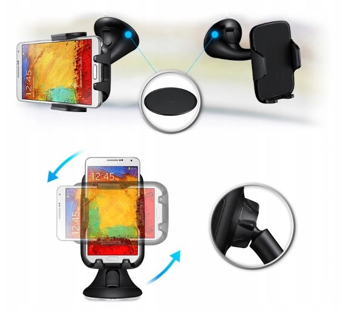 Uchwyt Samochodowy do SAMSUNG do Szyby / Deski Kolor czarny
