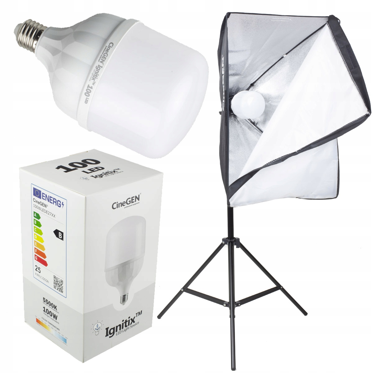 Led lampa 100W Stativ Softbox 40x60 Difuzér Svítidlo