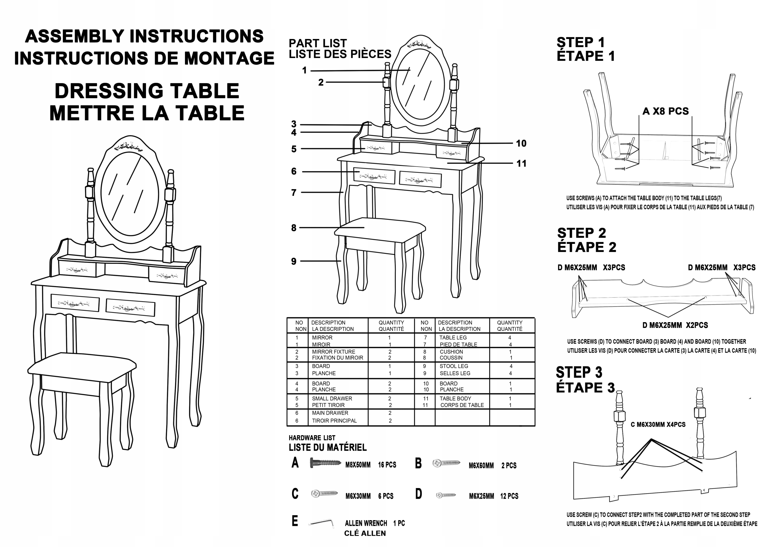 Toaletka z lustrem stolik kosmetyczny z taboretem 75x40x145cm biały Stan opakowania oryginalne