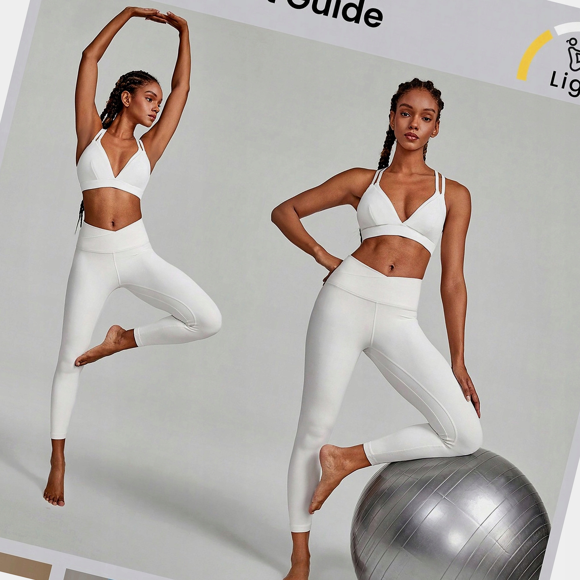 Top Aktywny Crop Biustonosz Treningowy Tactel Ecru Damski XL 42