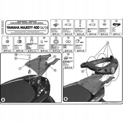 Rám Centrálneho Kufra Yamaha Majesty 400 (04-14) (s Monolockovou Doskou)