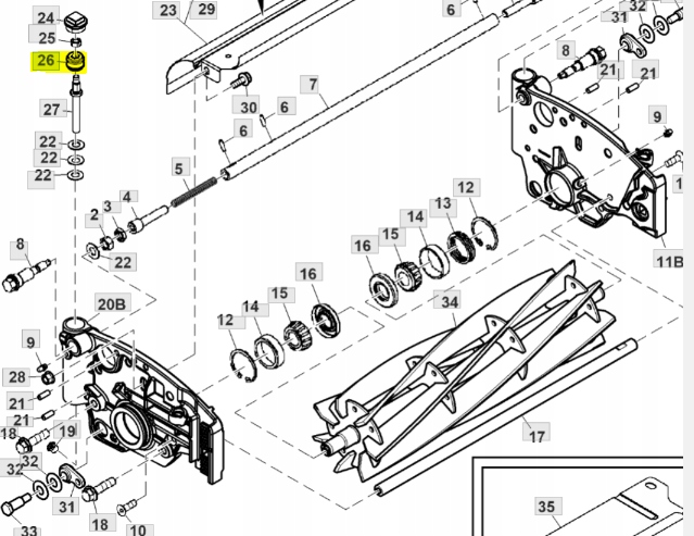 Šneková převodovka řezací jednotky John Deere 180 180SL 220 220E TCU40491