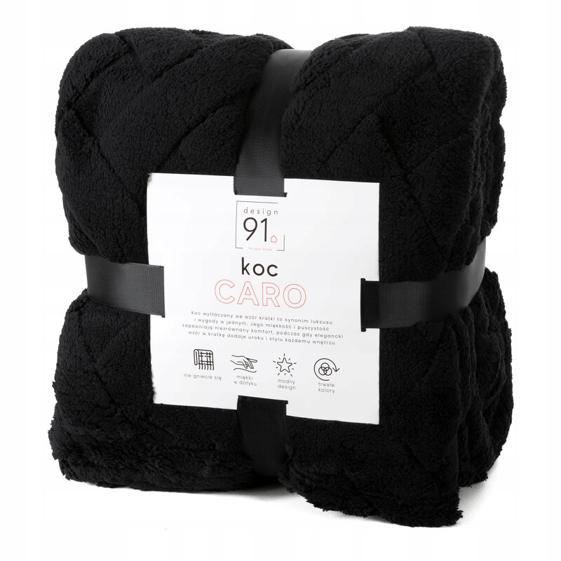 Deka přehoz 200x220 Caro černá z mikrovlákna D91