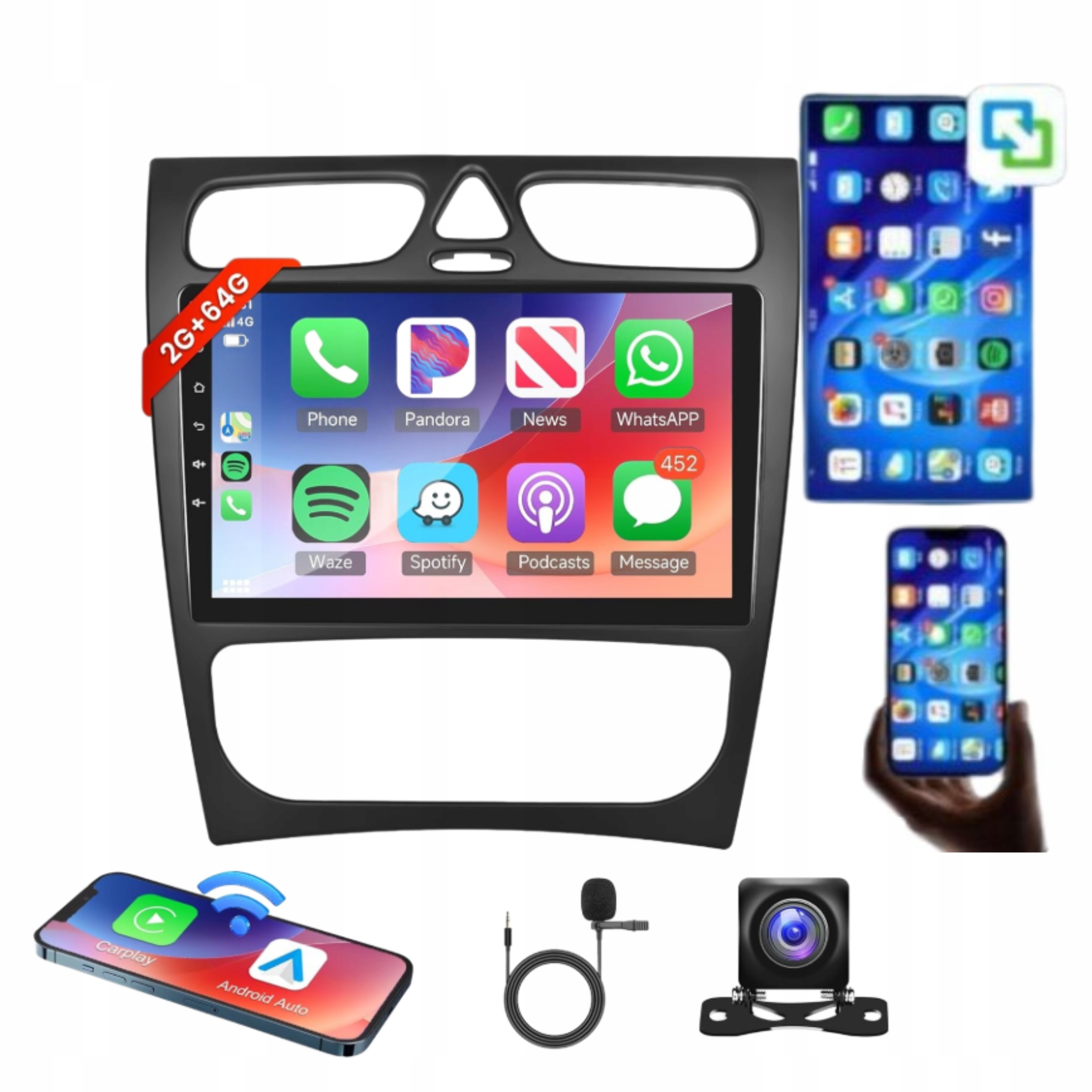 Android rádio 15 Mercedes C Clk W203 W209 9 Cali 2G64G Gps WiFi kamera