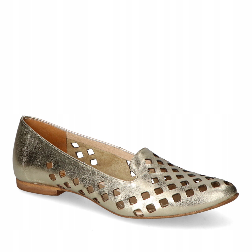 Dámské mokasíny Polobotky Tuomo Zlato Laser Lico Kožené 39