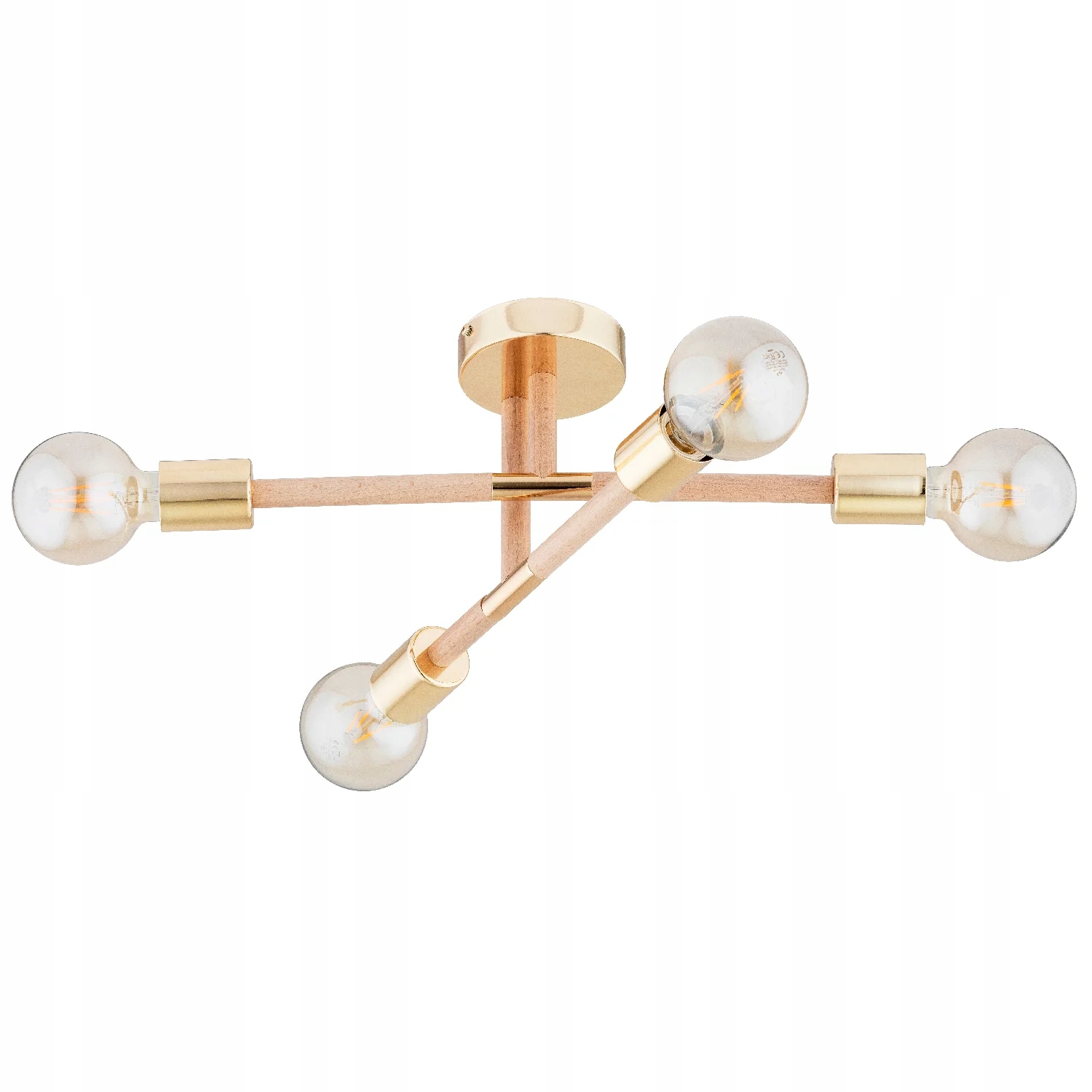 Stropní svítidlo minimalistické 4xE27 dřevo/zlaté Alfa Otello