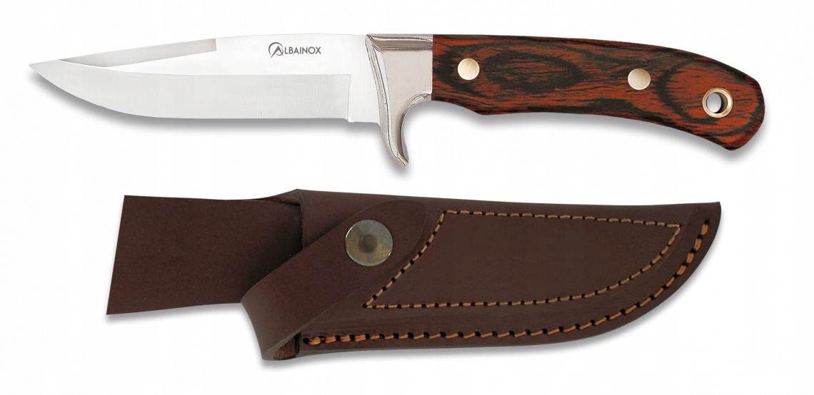 Nóż Albainox 11 cm 3Cr13MOV Mikarta Full Tang Skórzane Etui