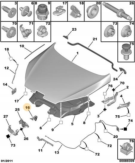 UCHWYT ZAMKA MASKI Numer katalogowy części 7937K7