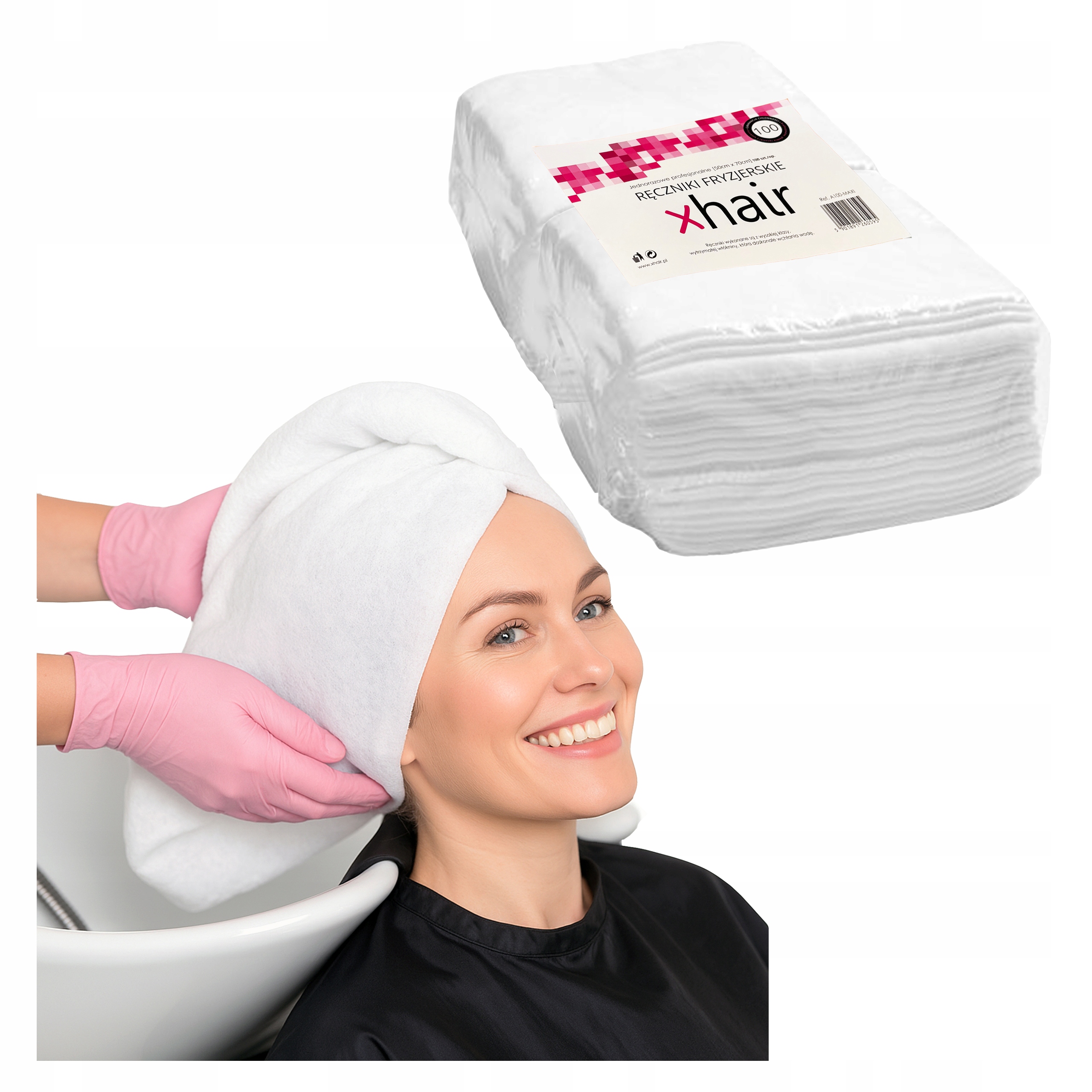 Kadeřnický jednorázový ručník z netkané textilie 75x50 100 Ks Příjemný Měkký savý