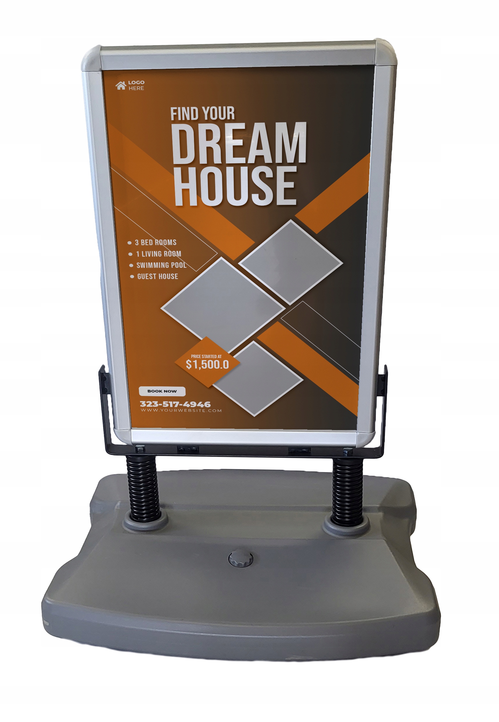 POTYKACZ REKLAMOWY A2 2STR. PODSTAWA NA WODĘ + PCV PROFIL 33MM NODOWANY!!!