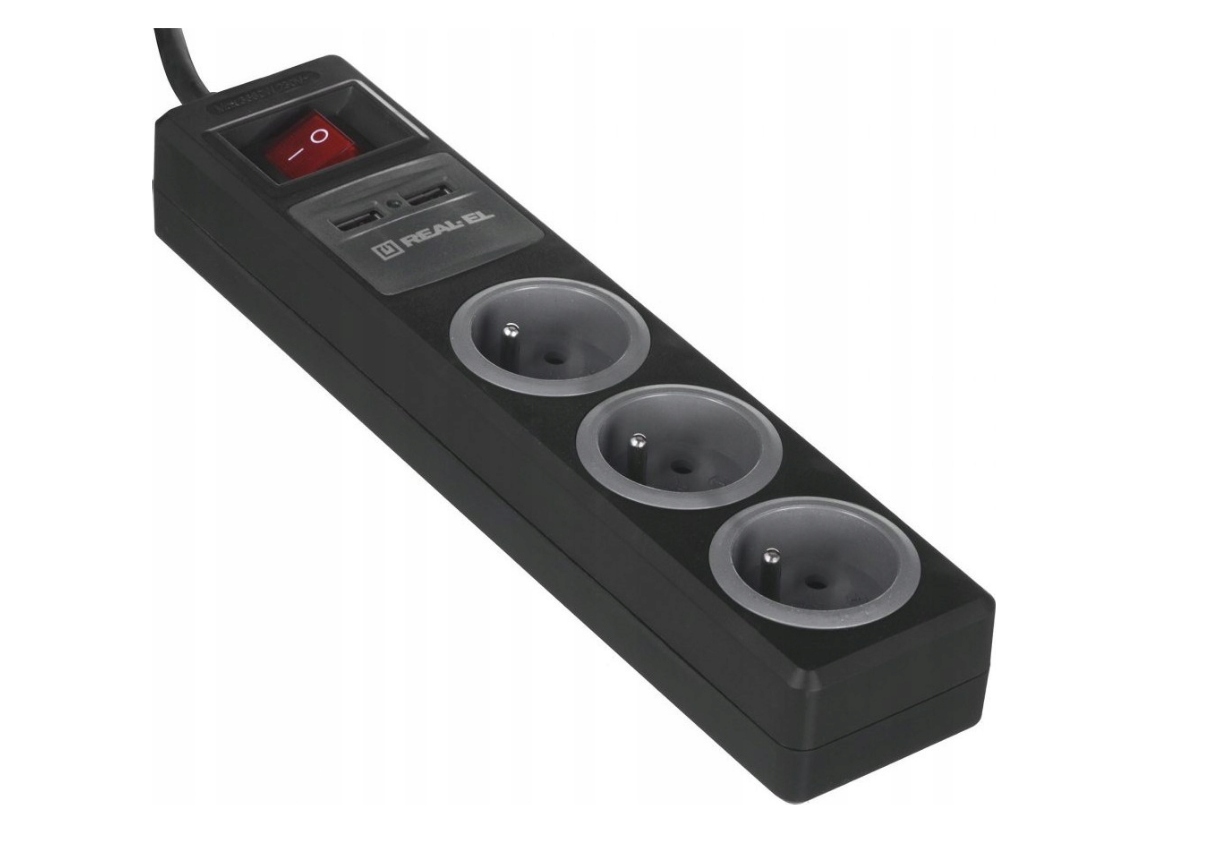 Listwa zasilająca z ładowarką USB REAL-EL FRS-3F Model REAL-EL FRS-3F