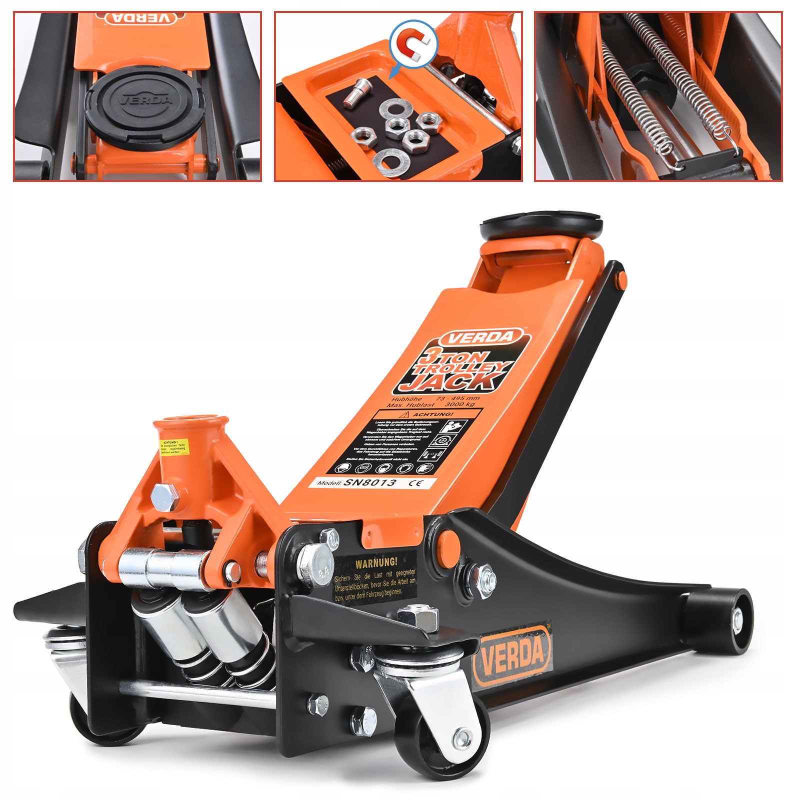 PODNOŚNIK SAMOCHODOWY NISKOPROFILOWY LEWAREK ŻABA 3T 2-TŁOKI 73 - 515 mm Kod producenta SN8013