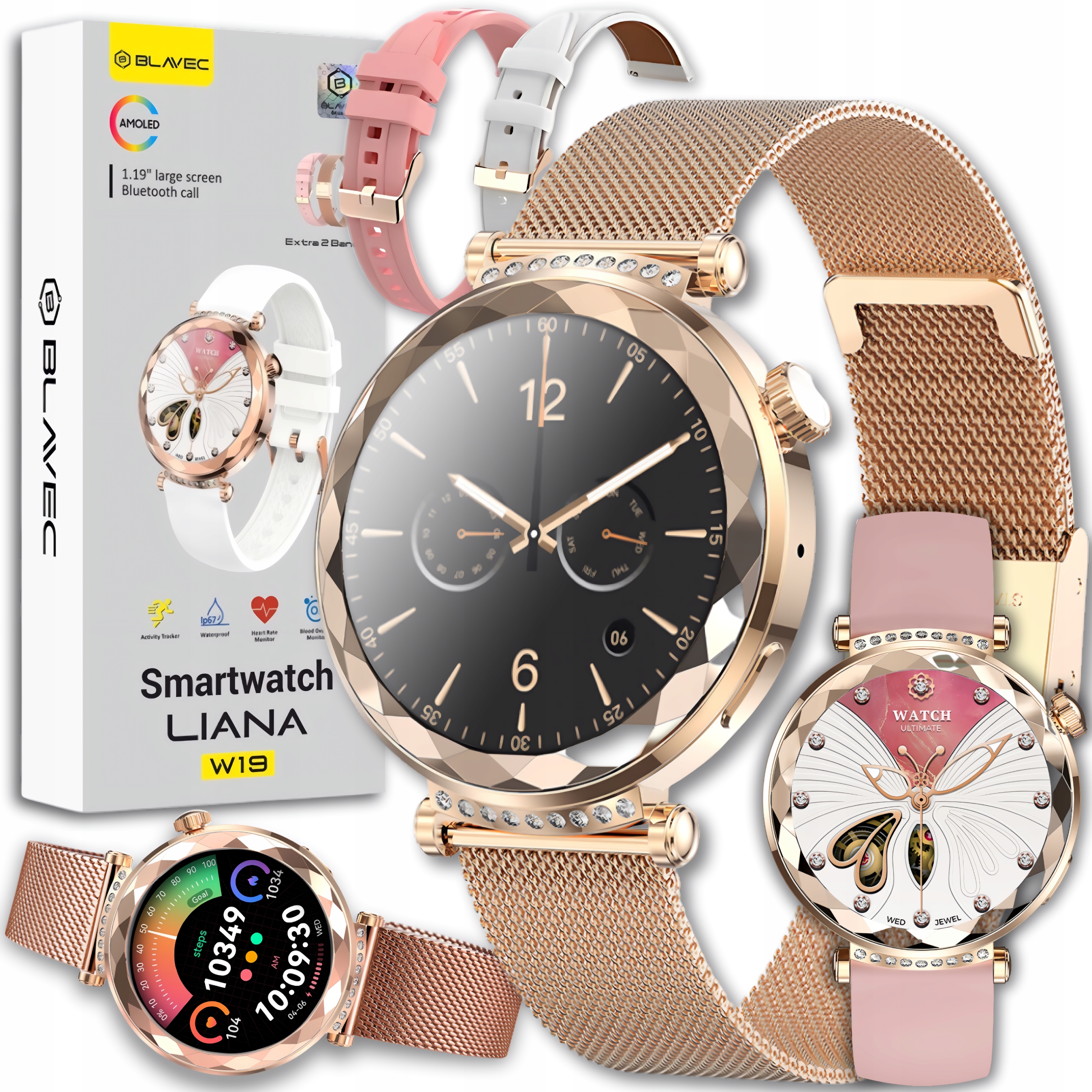 Smartwatch Damski Zegarek Wodoodporny Menu Pl Amoled Rozmowy Hrv Puls Sport