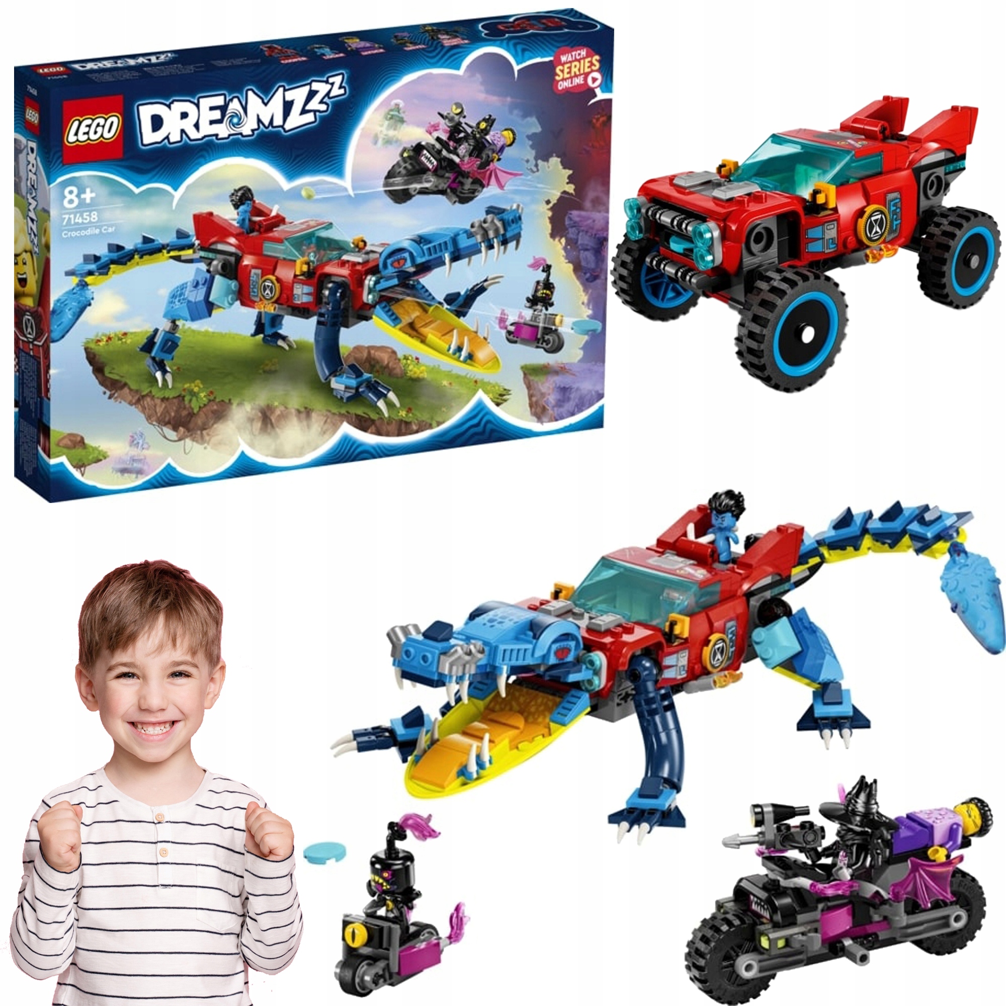 LEGO DREAMZZZ KROKODYLOWY SAMOCHÓD STRZELA DYSKAMI 2W1 SUPERSZYBKA TERENÓWA