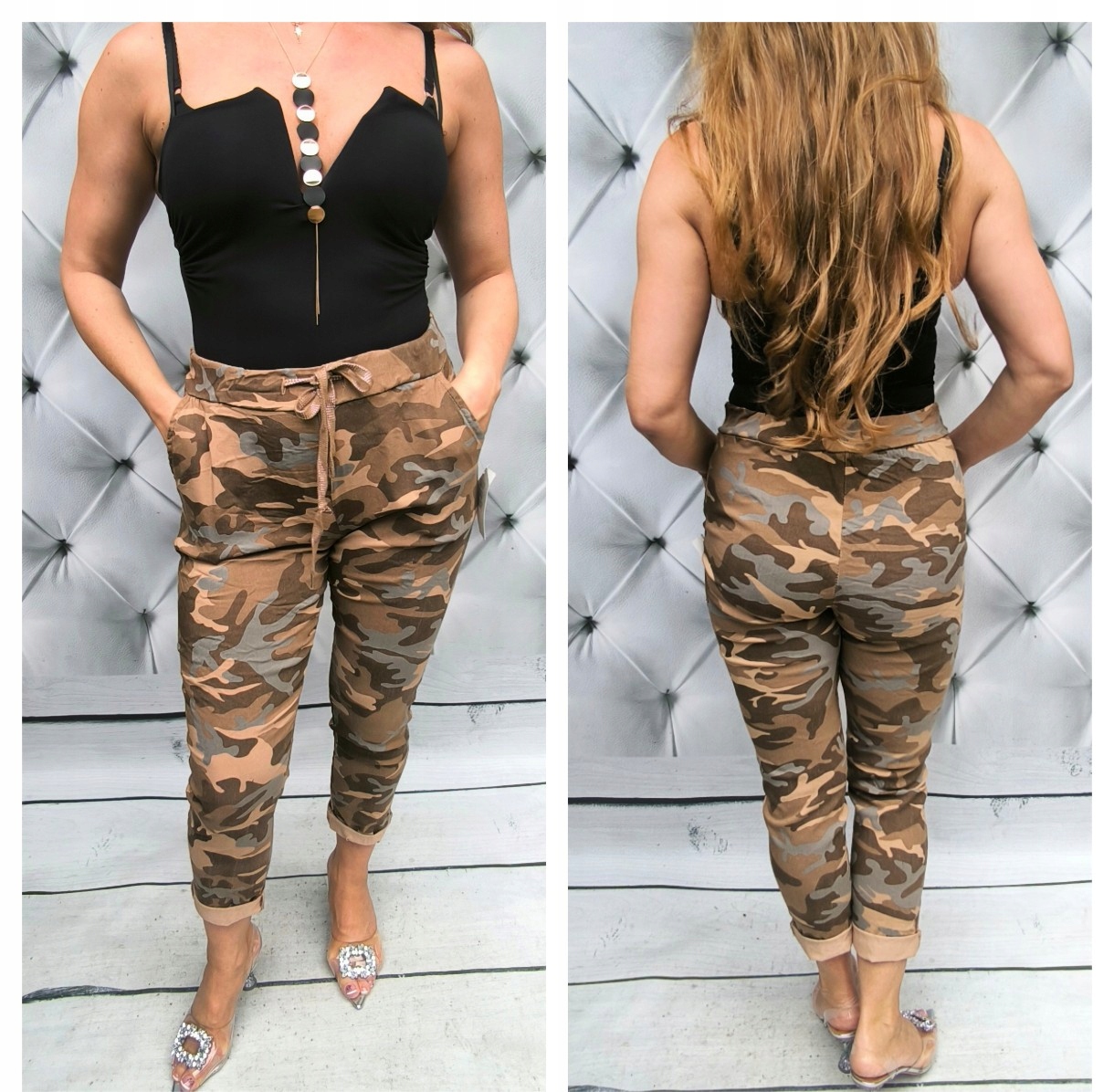 Spodnie Moro gnieciuchy, gumka, BRĄz UNiwersalny pasuje M.L.XL