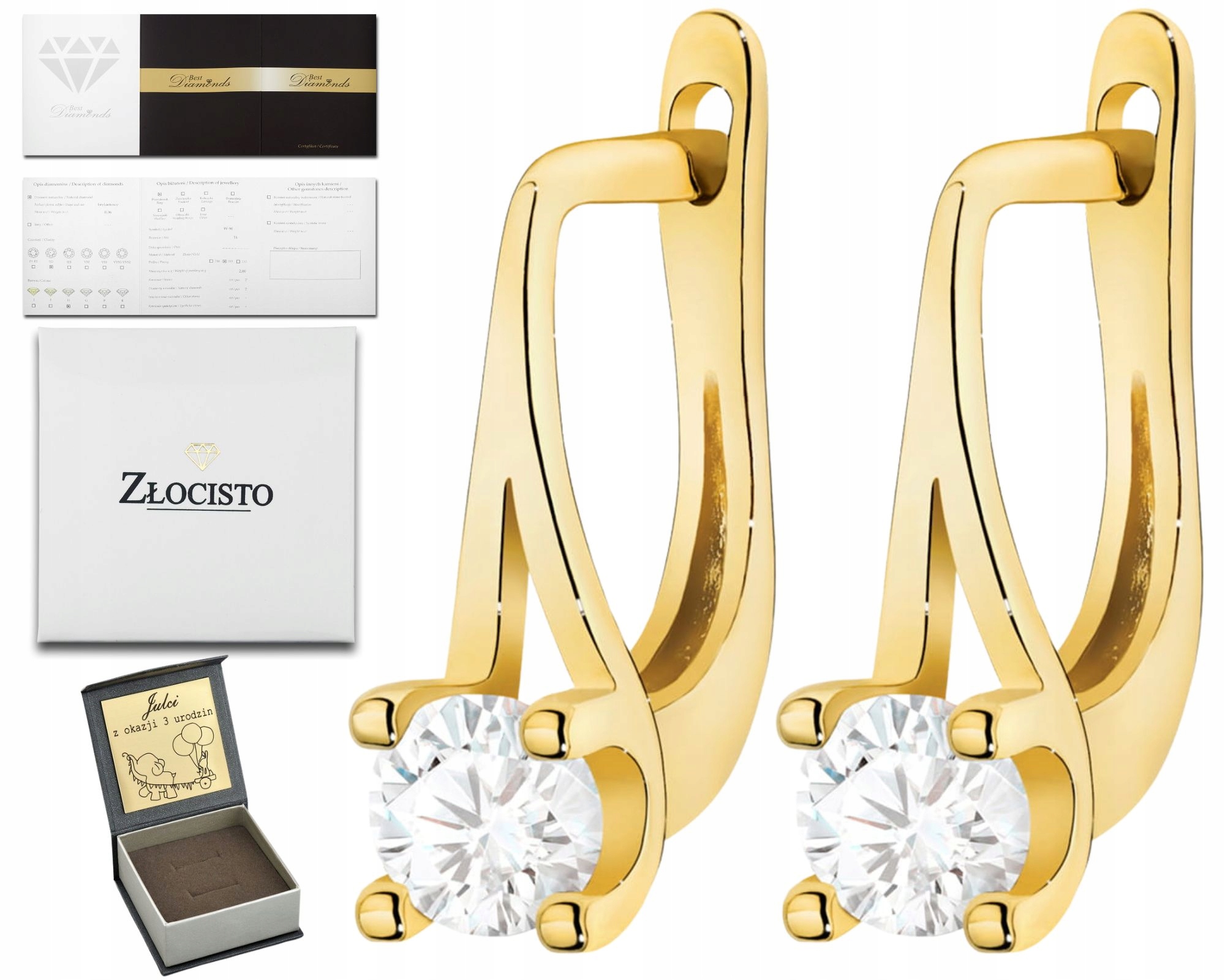 Zlaté Náušnice Brilianty 0,40CT Anglické Zapínání