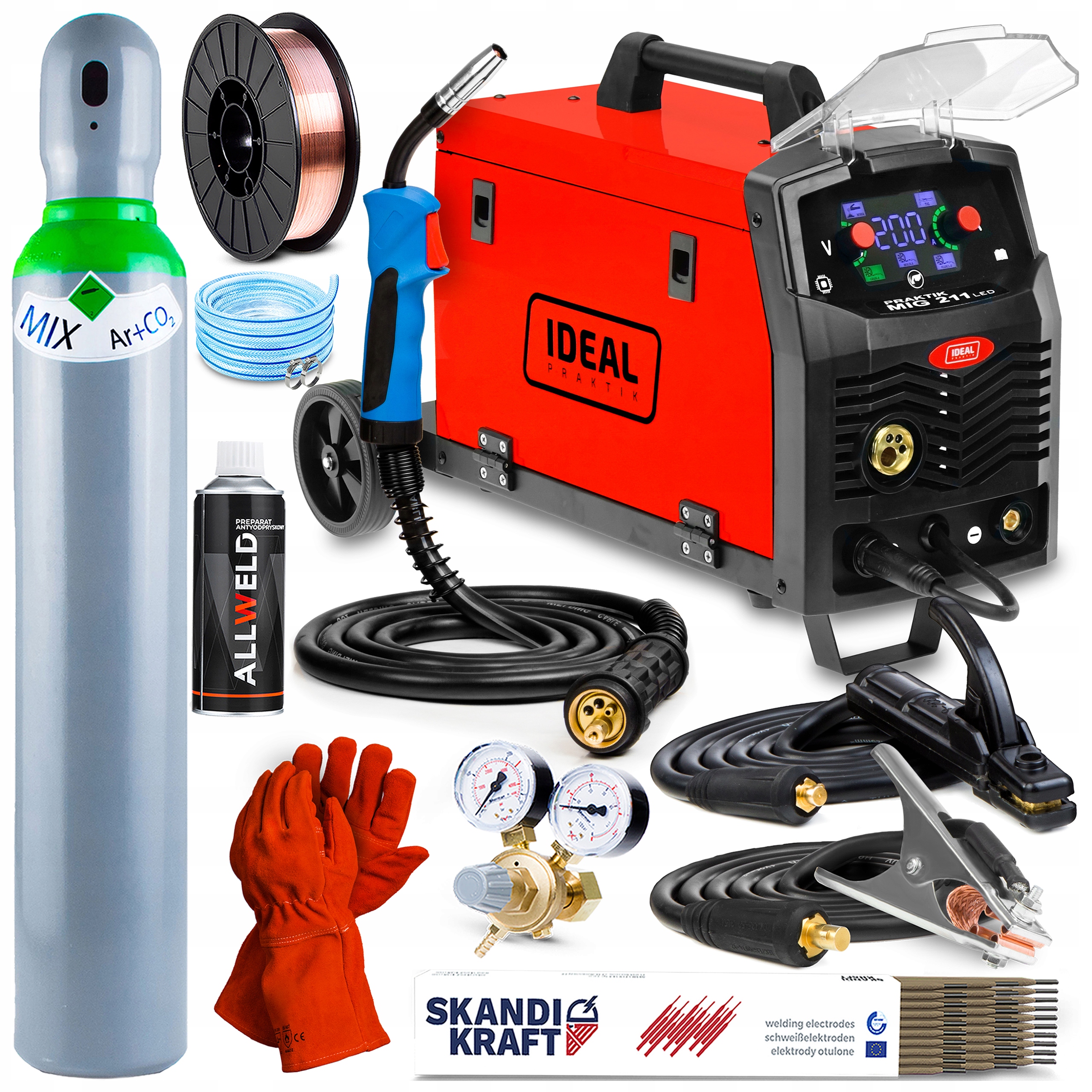 Spawarka Migomat Ideal Praktik Mig 211 Synergia Led Mma Tig 200A 230V Flux