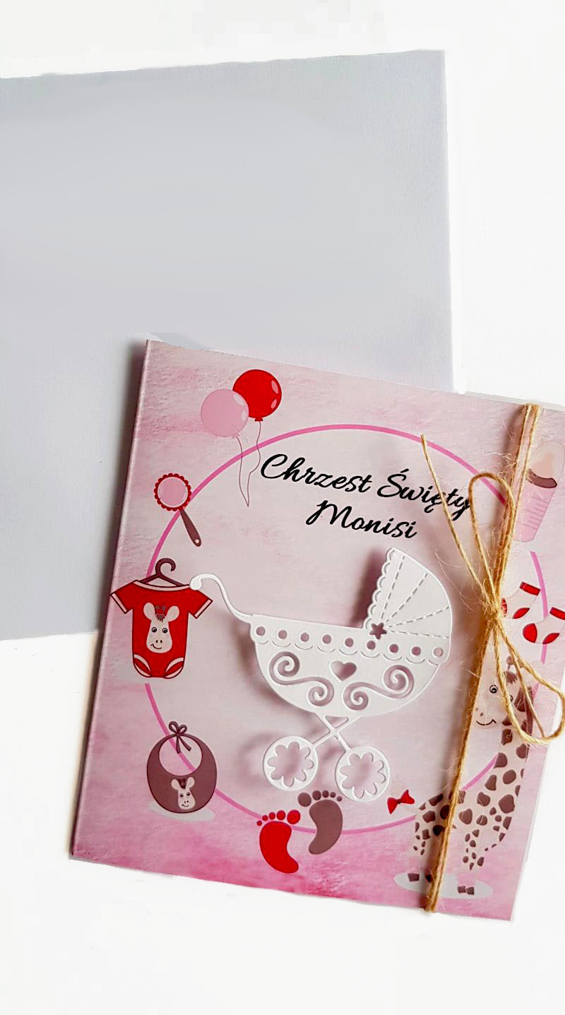 ZAPROSZENIA CHRZEST, CHRZCINY, ZABAWKI, 3D RÓŻ