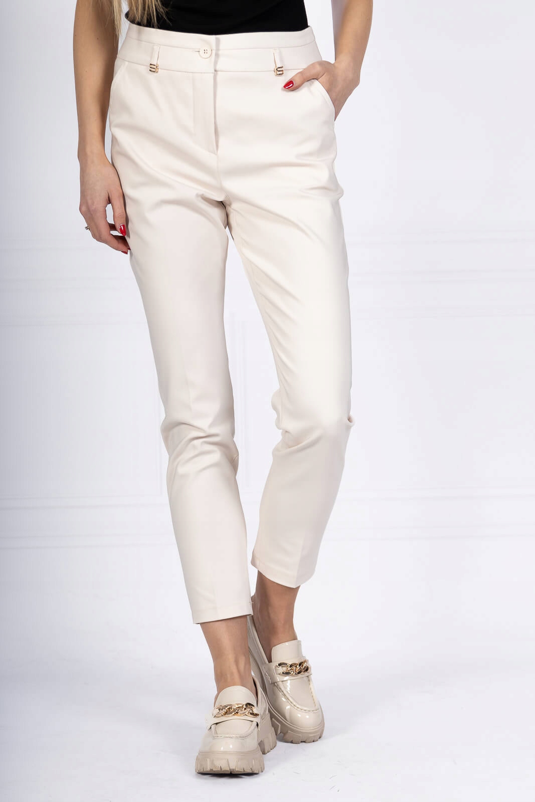 Elegantní dámské doutníkové kalhoty Bb 7/8 Béžová 36