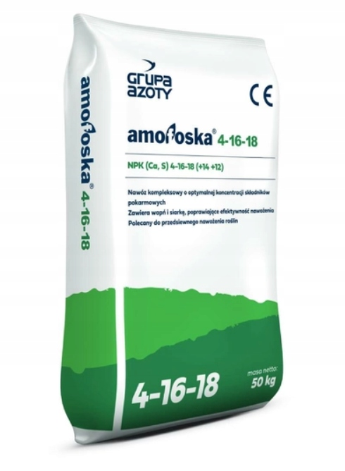 Nawóz wieloskładnikowy Amofoska 4-16-18 (14-12) 25kg Uniwersalny na trawę
