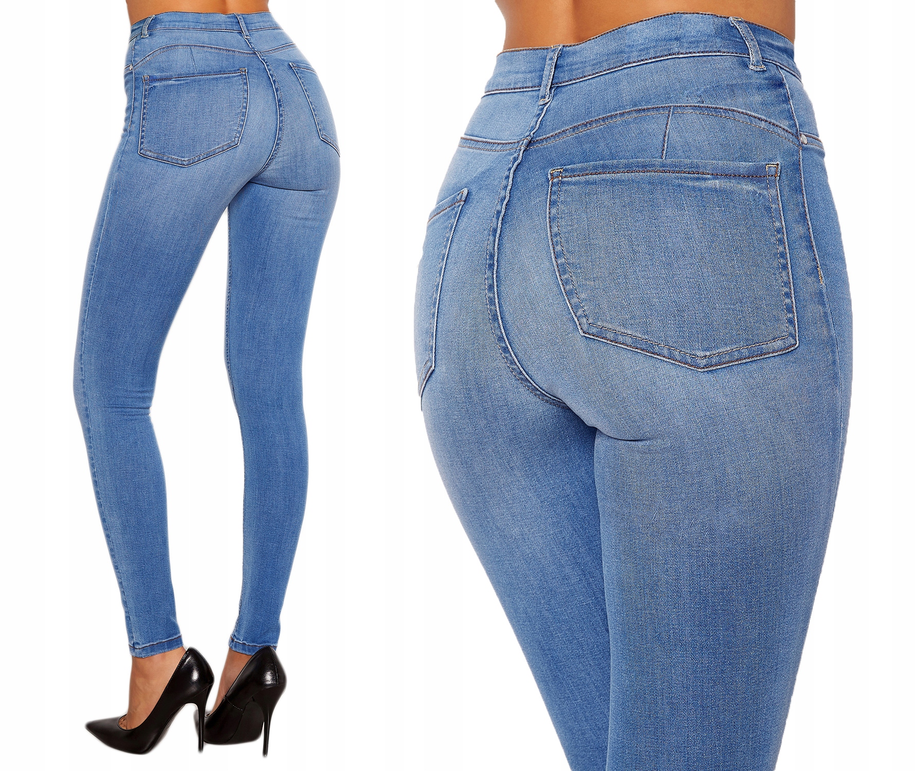 SPODNIE MODELUJĄCE KLASYCZNE JEANSOWE DUŻE ROZMIARY ELASTYCZNE JEANSY