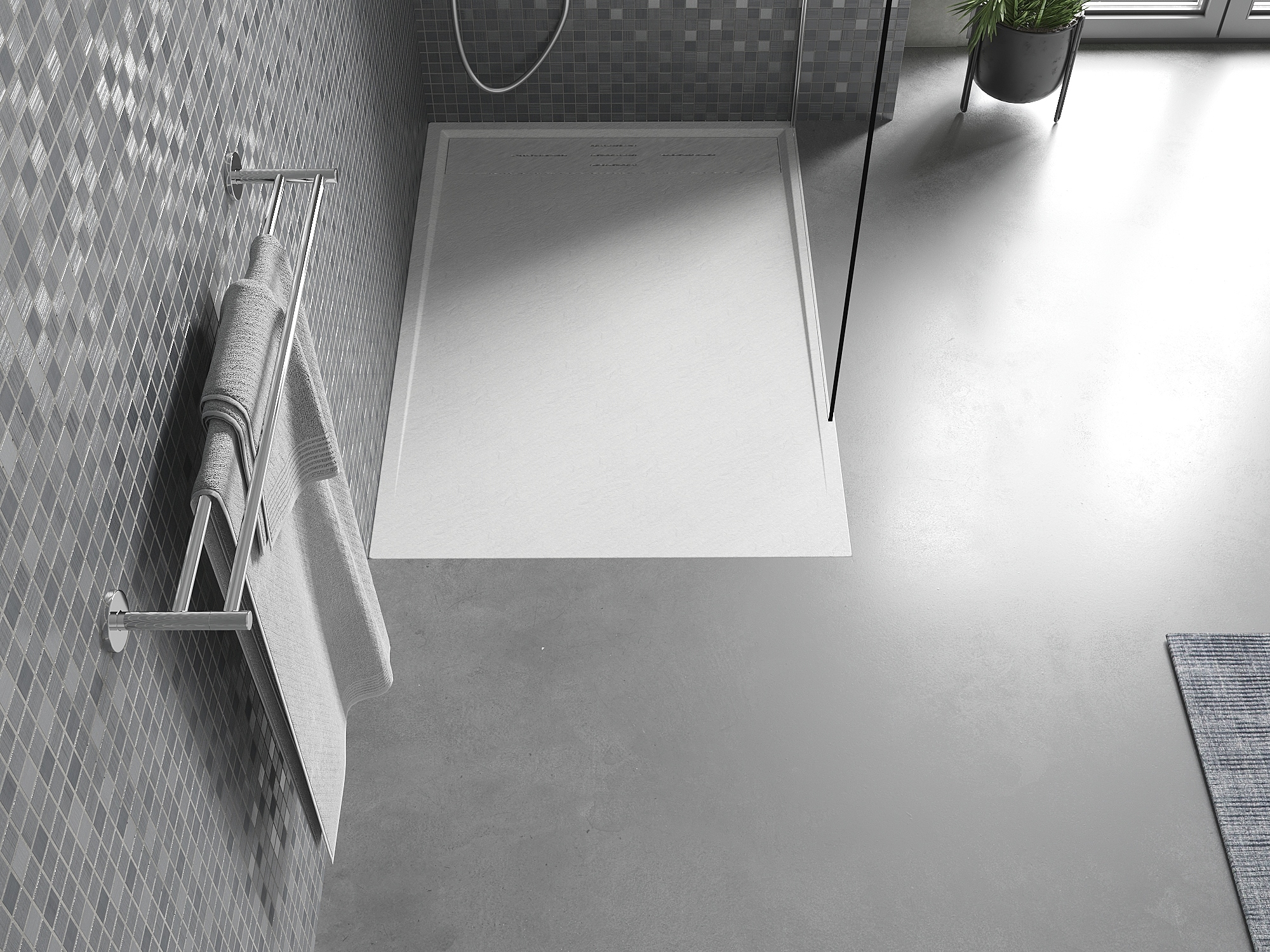 MEXEN AMON BRODZIK PROSTOKĄTNY SMC STRUKTURA KAMIENIA 130 x 70 CM BIAŁY Kod producenta 4F107013