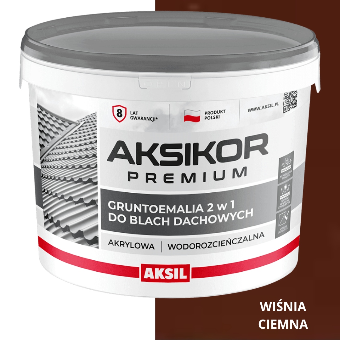 Aksikor Prémiová Farba Základný Smalt Na Strešné Plechy Tmavá Čerešňa 8012 10 L