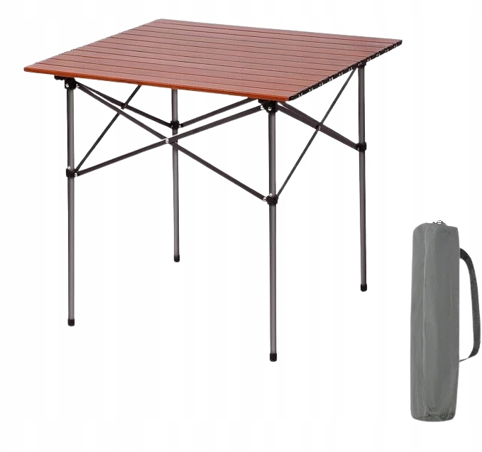 Skládací kempingový stolek 70x70 cm Portal hliníkový, čtvercový, přenosný