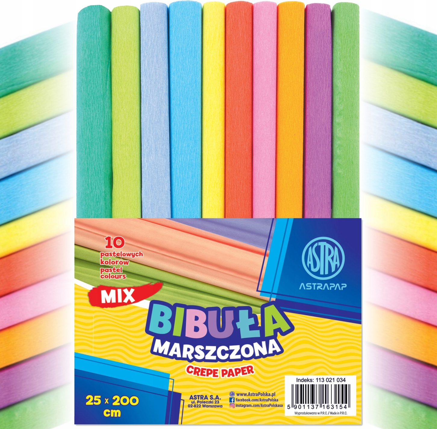 

Astra Bibuła Marszczona Pastelowa 10 kol. 25X200