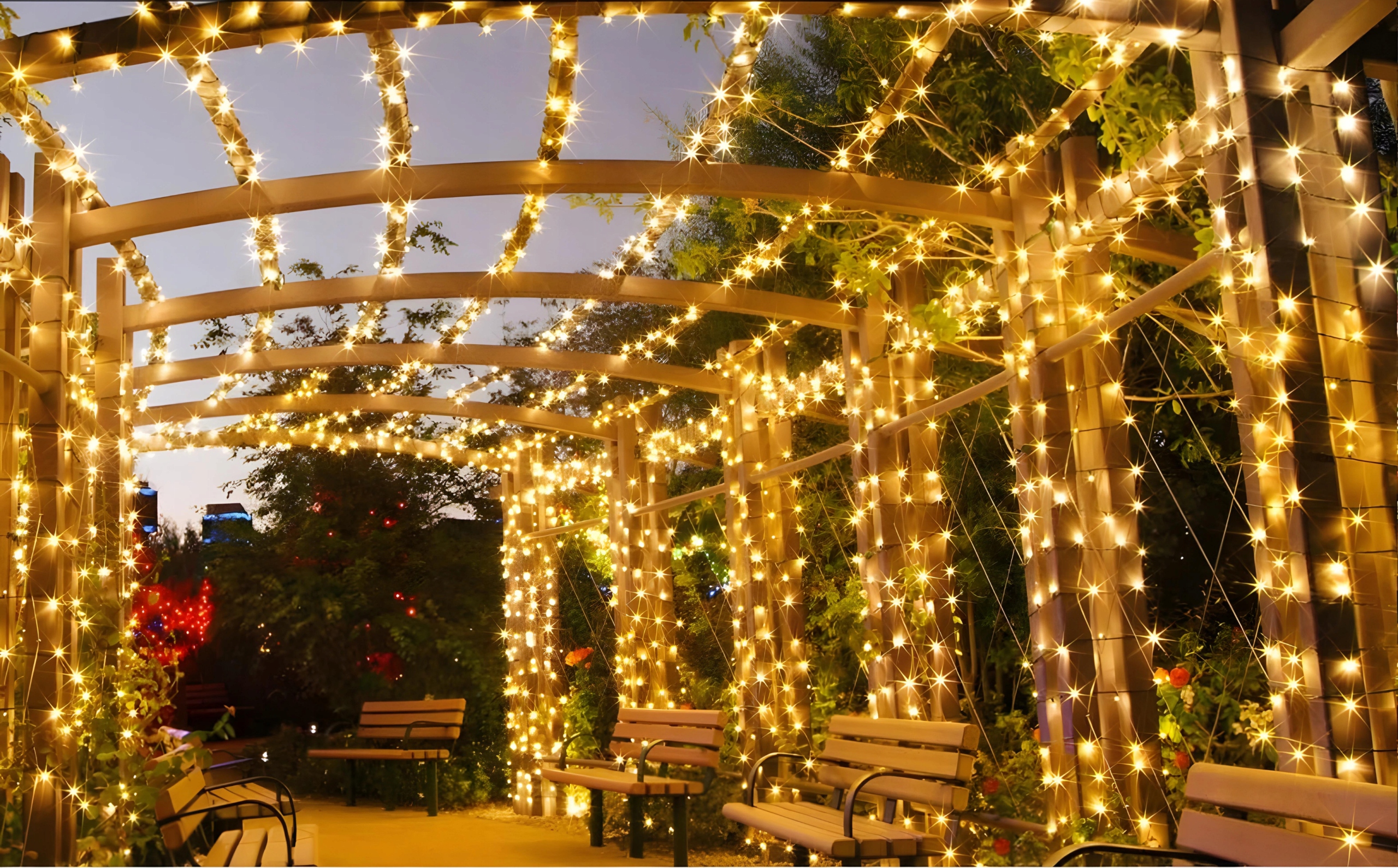 GIRLANDA SOLARNA OGRODOWA ŚWIETLNA LAMPKI DRUCIKI 100 LED 12m PROGRAMATOR Kąt świecenia 360°