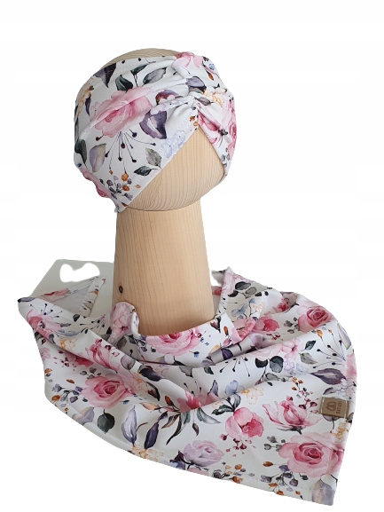 

Opaska Marszczona Chusta Pastelowe Róże 48-51cm