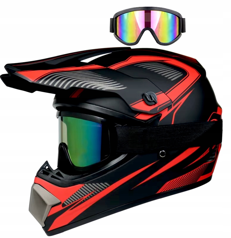 Kask off-road na hulajnogę crossa Full Face rozm. S 55-56 cm gogle