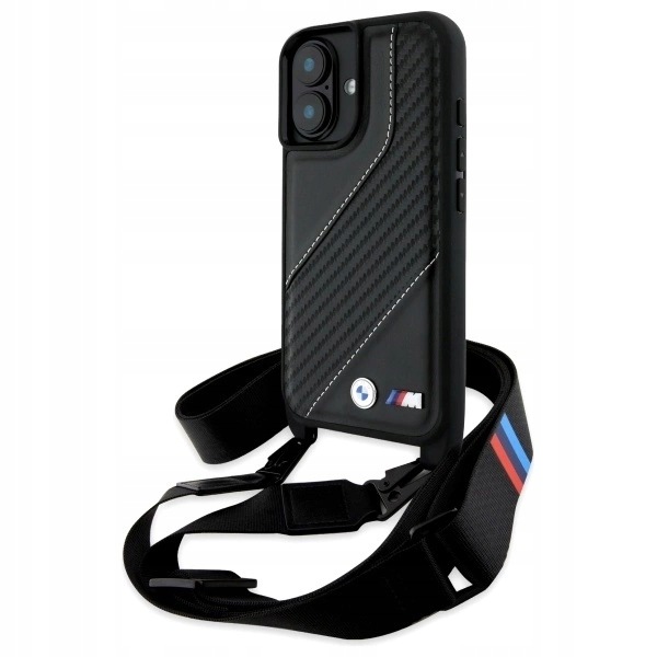 Etui Bmw M Edition Carbon Stripe & Strap na iPhone 16 czarne
