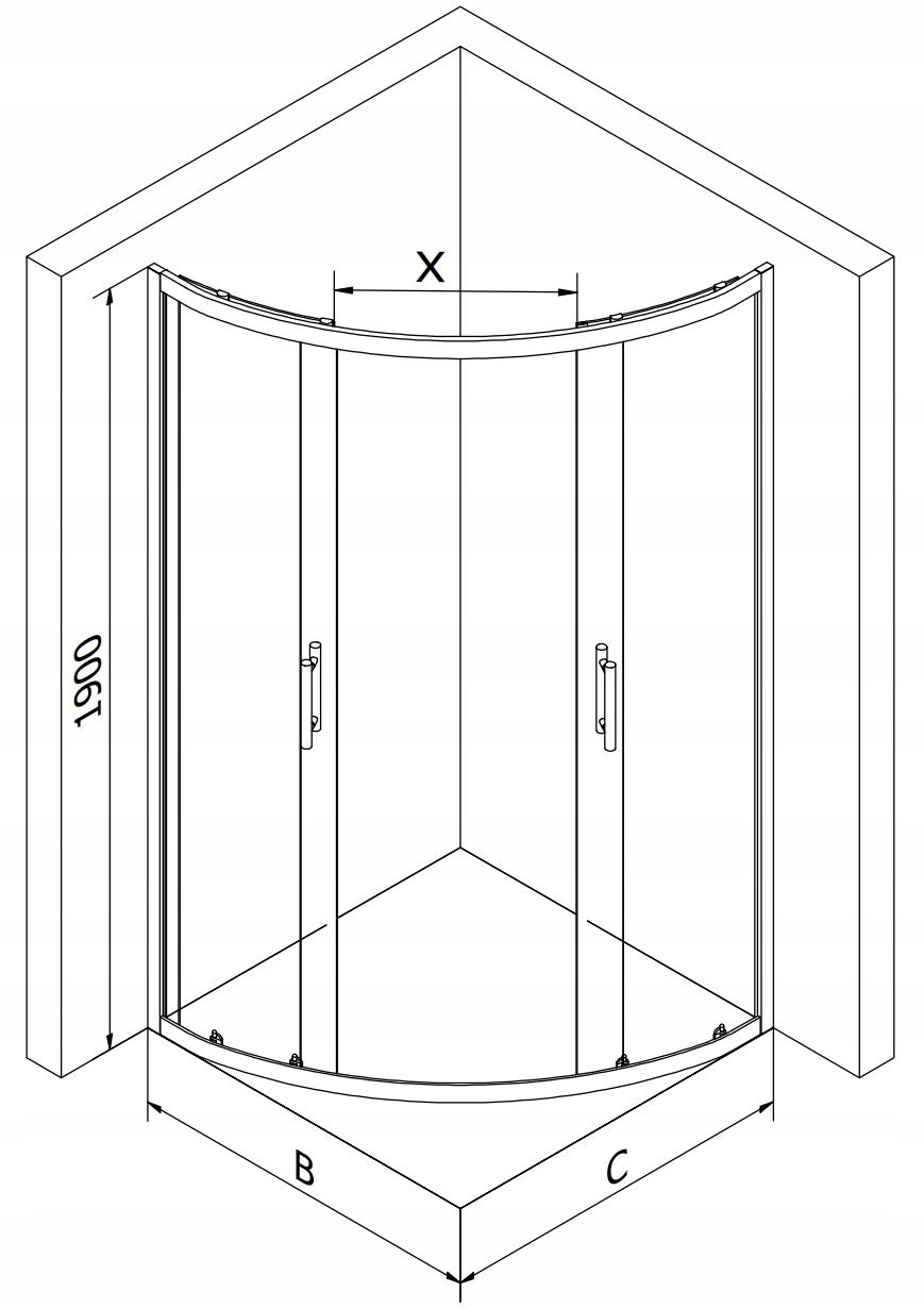 Kabina prysznicowa Mexen Rio drzwi rozsuwane 70 x 70 cm
