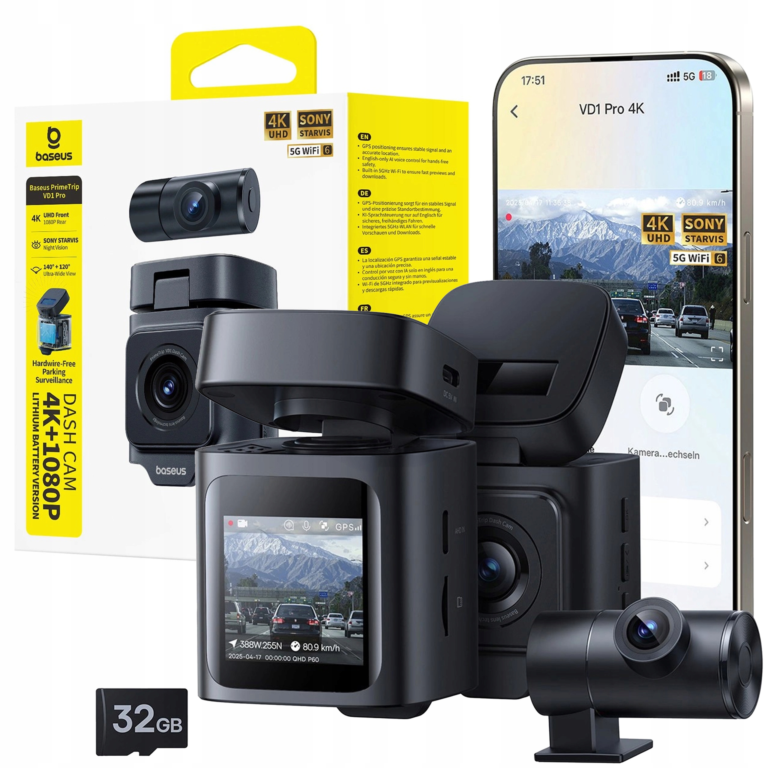 Automobilový Videorekordér Baseus Predná Zadná Časť 4K+1080p Kamera Parking Wifi