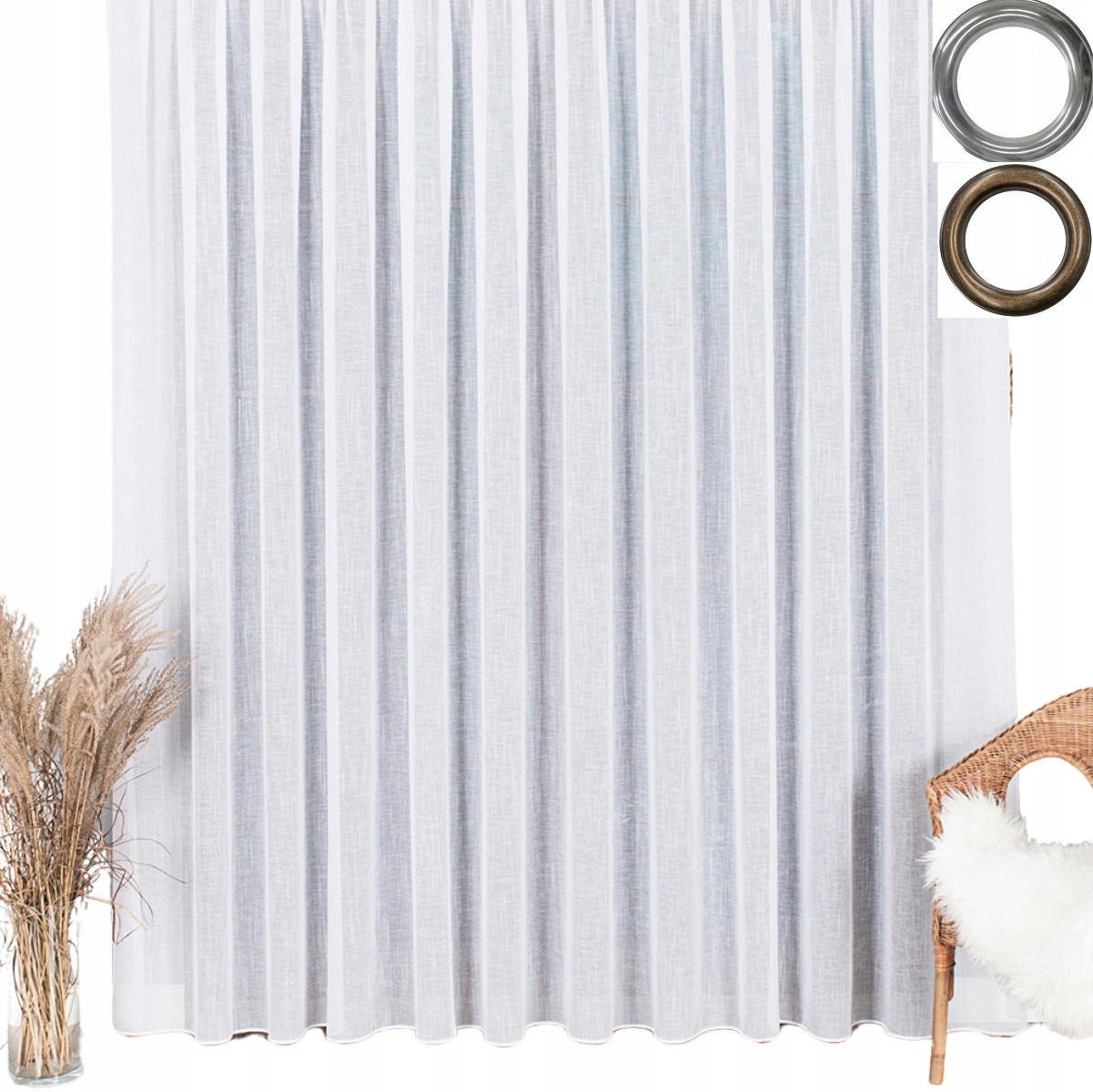 Záclona Ušitá Na Hotovo Oka Přírodní Vazba Příze 200x320