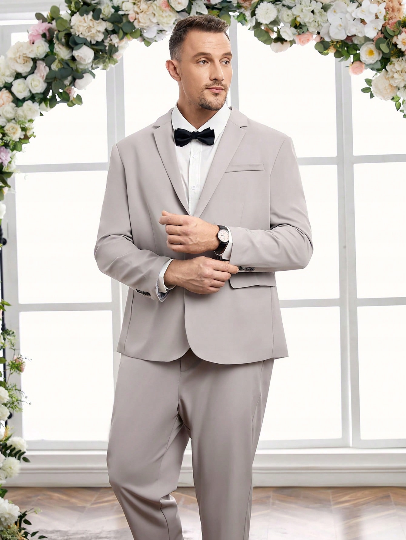 Pánský Elegantní Vizitkový Stylový Módní Šedý Oblek Shein 6XL
