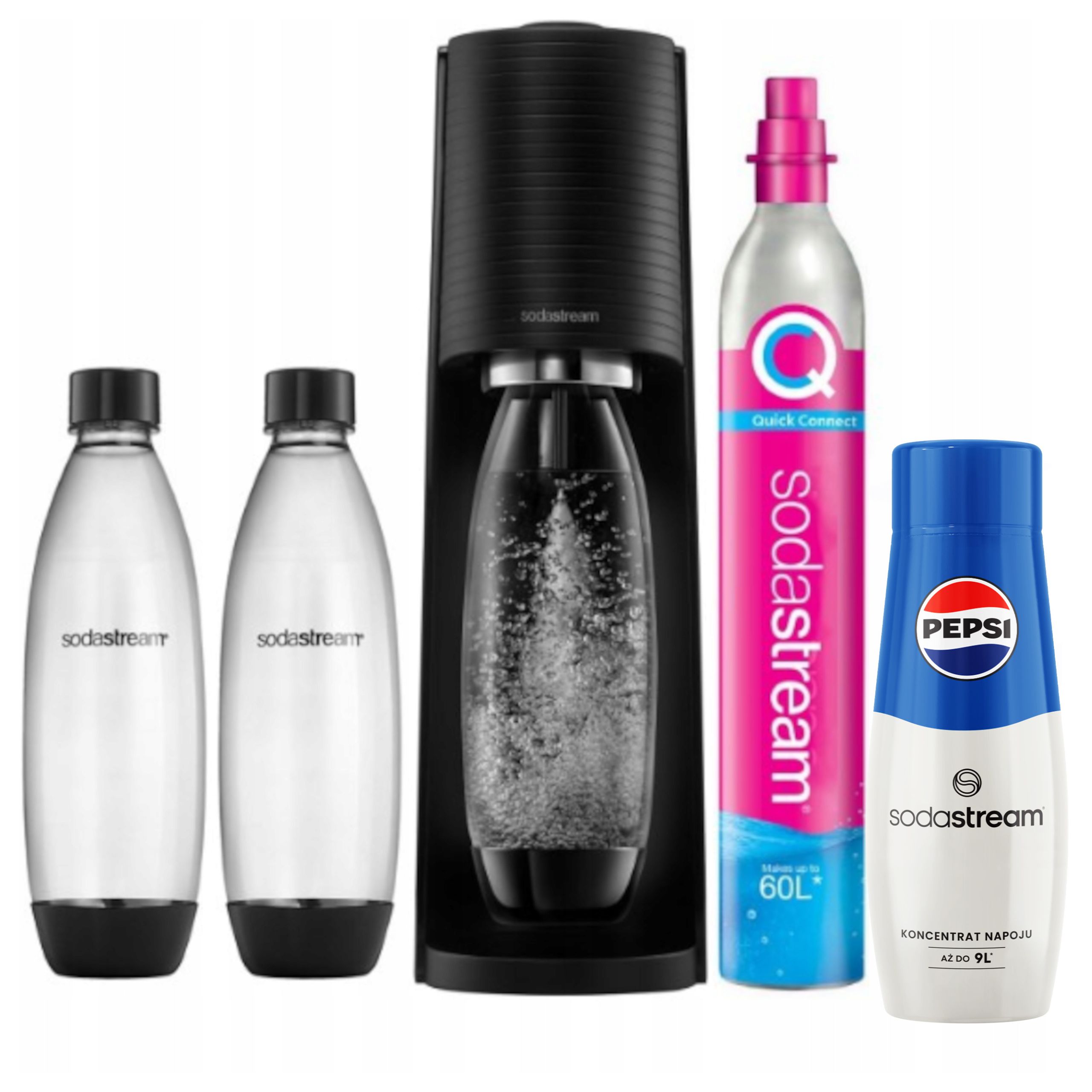 Sada Saturátor na vodu Sodastream Terra čierna 2 fľaše Pepsi